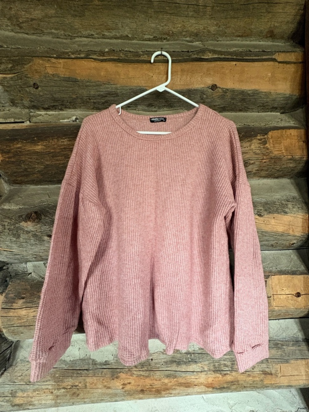 Waffle-Knit Pink Women's Sweater -
